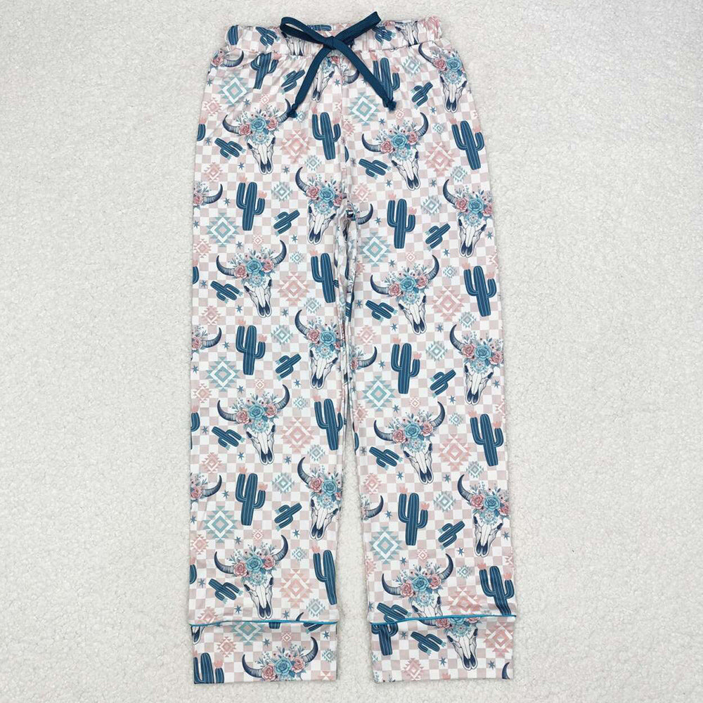 Adult Women Pants Western Cow Cactus Bottom Pants Pajamas P0584