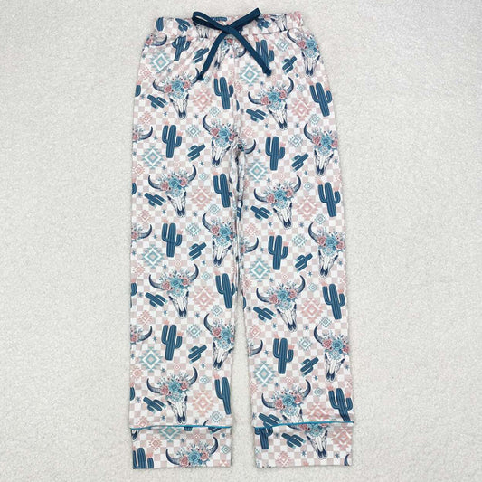 Adult Women Pants Western Cow Cactus Bottom Pants Pajamas P0584