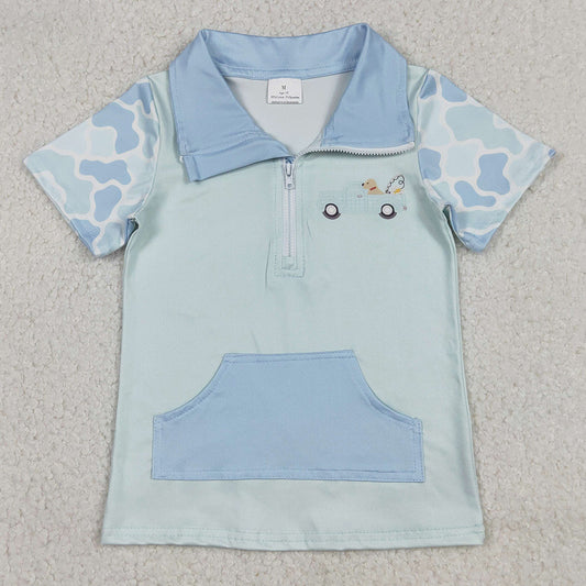 Baby Boys Clothes Blue Camo Dog Fishing Zipper Pockets Hunting Pullovers Top BT1534 12.23