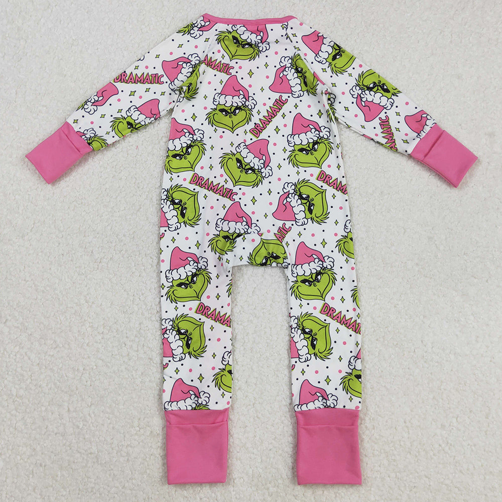 Baby Girls Rompers Green Faces Stars Ruffle Zipper Christmas Rompers LR2495 9.2