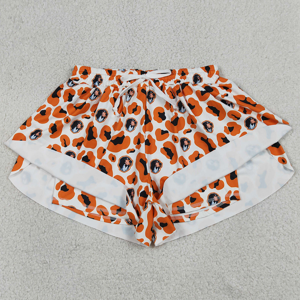 Adult Women Shorts Orange Leopard Dogs Team Yoga Active Butterfly Shorts Bottoms SS0806