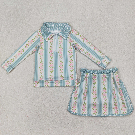 Baby Girls Clothes Flowers Zip Top Skirt Skort Bottoms Sets GLD1001 4.2