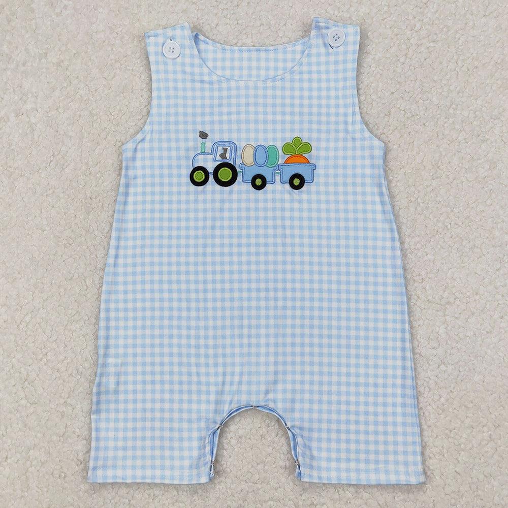 Baby Infant Boys Rompers Blue Easter Carrots Trucks Sleeveless Rompers SR2402 3.18