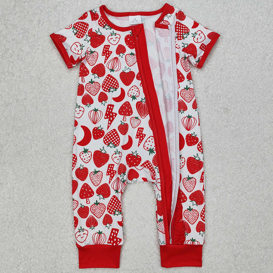 Baby Infant Girls Rompers Strawberry Ruffle Zip Rompers SR2400 3.11
