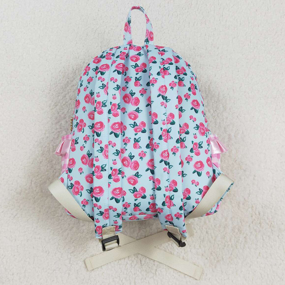 Baby Kids Girls Backpacks Pink Flowers Checkered Backpack Zip Back Bags BA0217 8.9