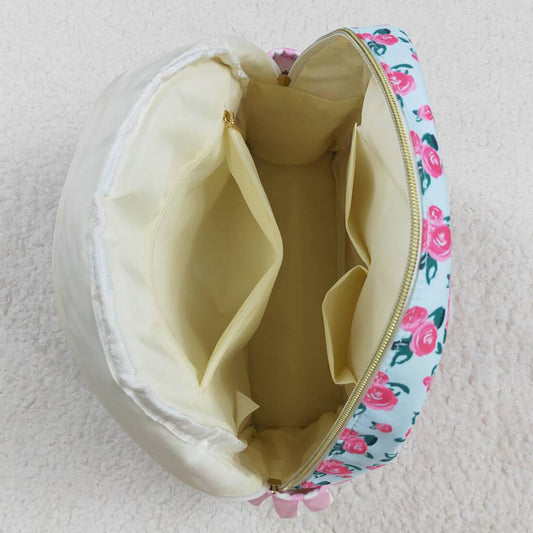 Baby Kids Girls Backpacks Pink Flowers Checkered Backpack Zip Back Bags BA0217 8.9