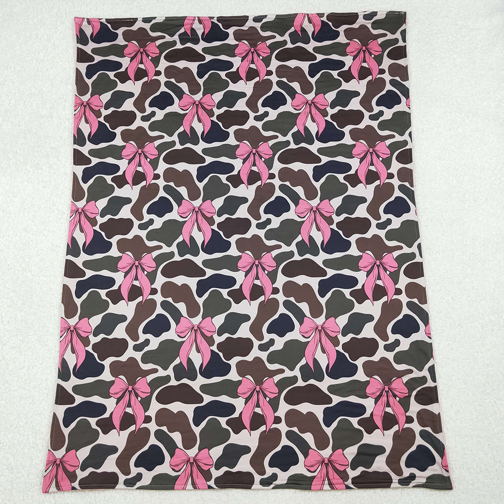 Baby Kids Children Blankets Girls Pink Bows Camouflage Minky Blankets BL0189 10.14