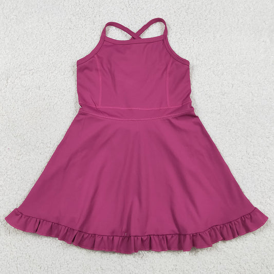 Baby Girls Dress Wine Knit Knee Length Active Wear Athletic Dresses S0778