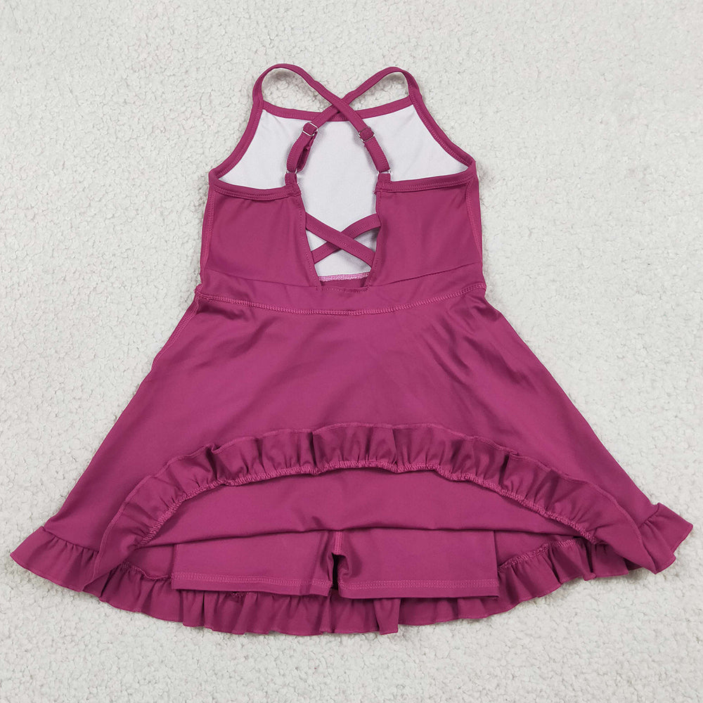 Baby Girls Dress Wine Knit Knee Length Active Wear Athletic Dresses S0778