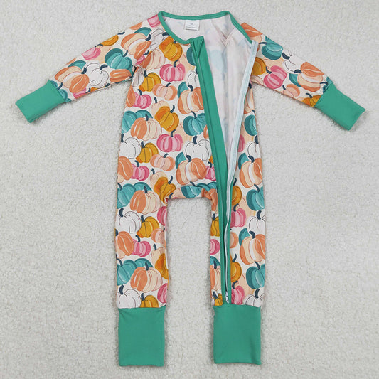 Baby Boys Rompers Colorful Pumpkins Plaid Fall Zipper Footie Rompers LR2552 9.2
