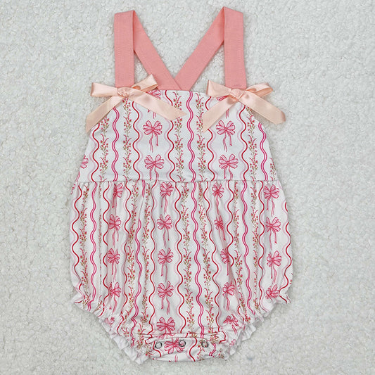 Baby Infant Girls Rompers Pink Flowers Bows Straps Rompers SR2704 3.11