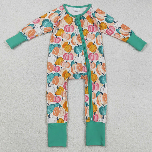 Baby Boys Rompers Colorful Pumpkins Plaid Fall Zipper Footie Rompers LR2552 9.2