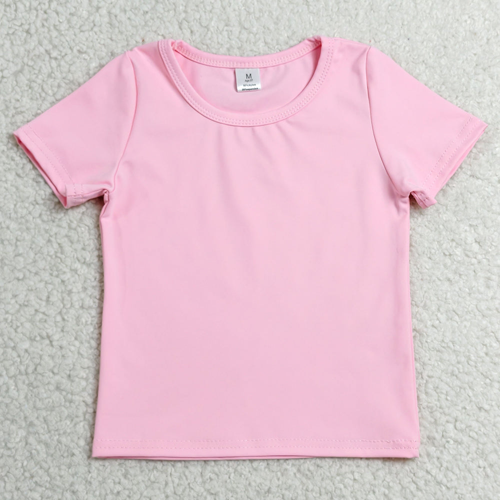 Baby Girls Clothes Pink Short Sleeve Yoga Active T-shirts Top GT1630