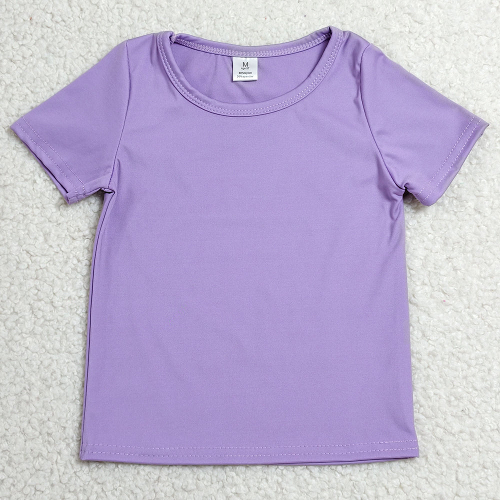 Baby Girls Clothes Purple Short Sleeve Yoga Active T-shirts Top GT1638