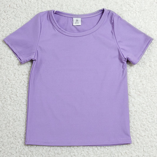 Baby Girls Clothes Purple Short Sleeve Yoga Active T-shirts Top GT1638
