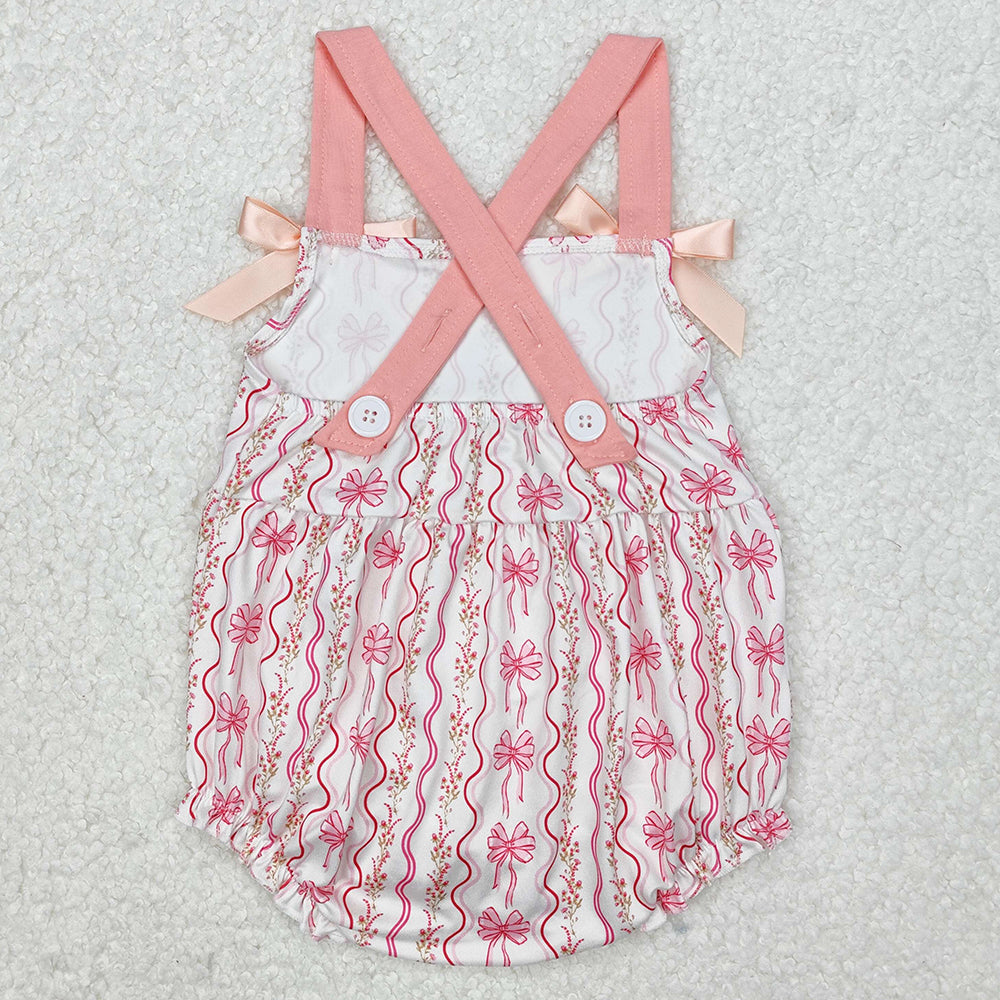 Baby Infant Girls Rompers Pink Flowers Bows Straps Rompers SR2704 3.11