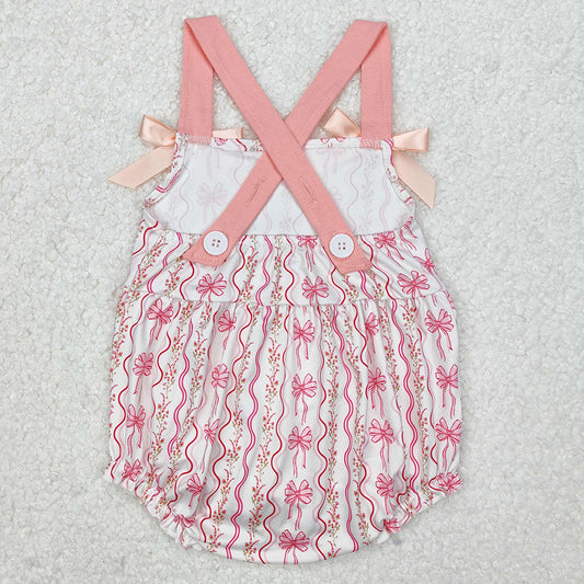 Baby Infant Girls Rompers Pink Flowers Bows Straps Rompers SR2704 3.11