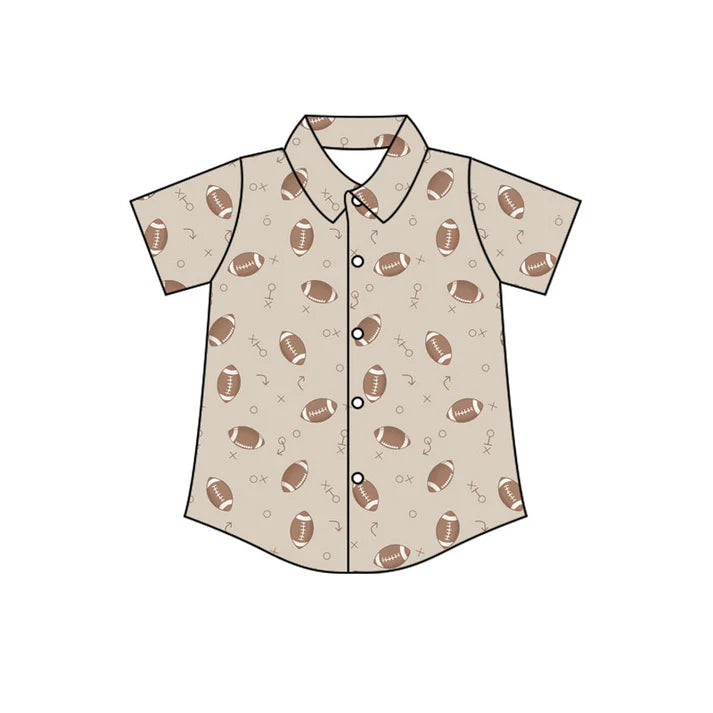 Preorder(moq 5) Baby Boys Short Sleeve Footballs Plaid Button Team Shirts Top 10.31