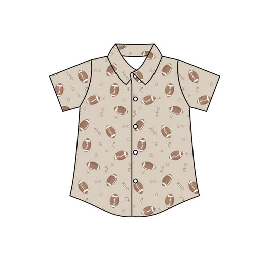 Preorder(moq 5) Baby Boys Short Sleeve Footballs Plaid Button Team Shirts Top 10.31