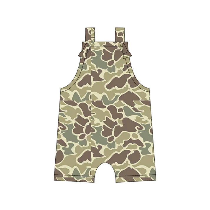 Preorder moq 5 Baby Boys Straps Light Green Camouflage Rompers 5.12