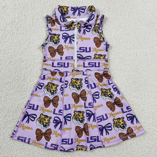 Baby Girls Dress LSU Tiger Footballs Team Yoga Active Shorts Knee Length Dresses GSD3604
