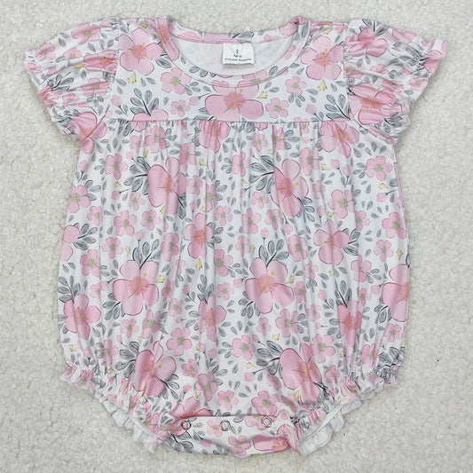 Baby Infant Girls Rompers Pink Flowers Leaves Rompers SR2782 3.12