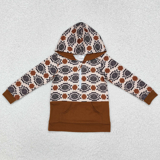 Baby Boys Clothes Brown Aztec Fall Hooded Pullovers Tops BT0908