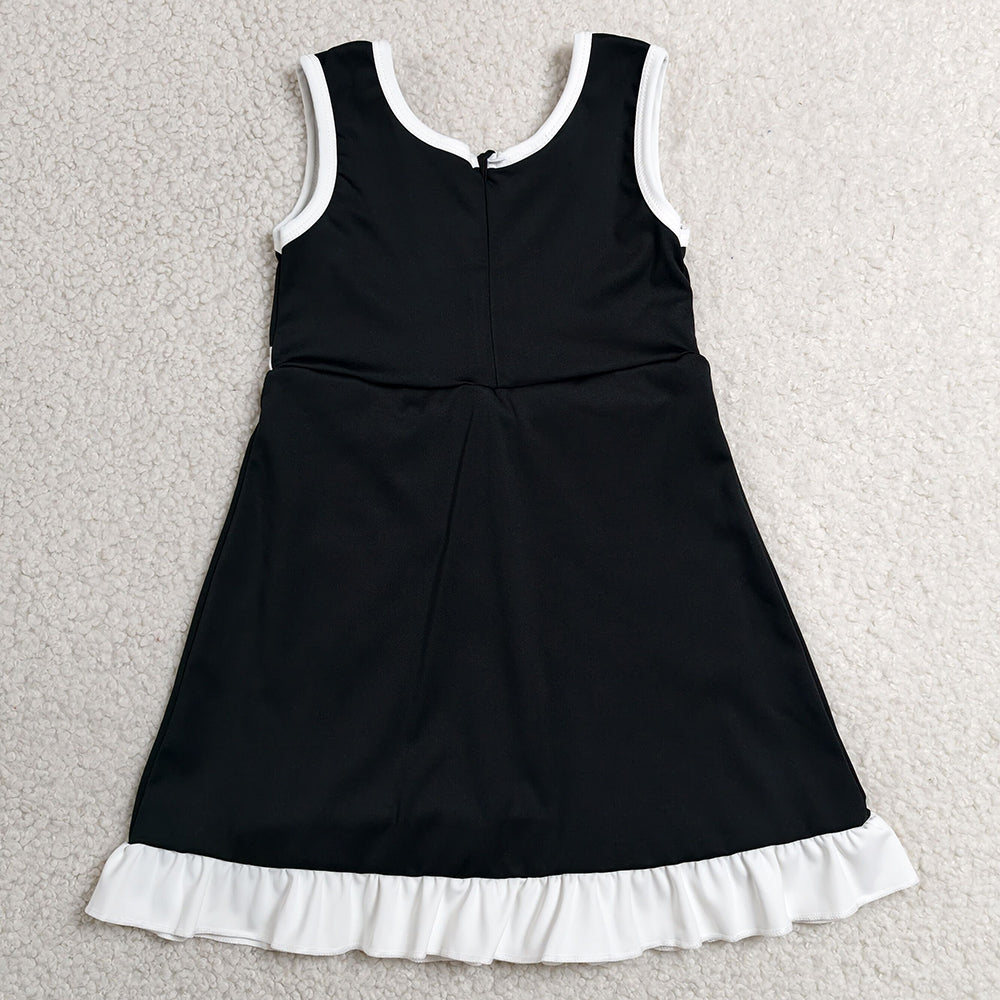 Baby Girls Dress Black White Sleeveless Yoga Active Short Knee Length Dress GSD4140
