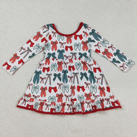 Baby Girls Dress Green Red Bows Plaid Christmas Ruffle Knee Length Dresses GLD1250 9.2