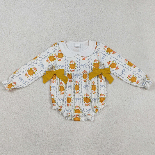 Halloween Baby Girls Rompers Fall Long Sleeves Pumpkins Bows Rompers LR2389 9.1