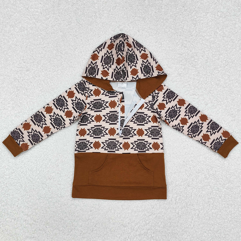 Baby Boys Clothes Brown Aztec Fall Hooded Pullovers Tops BT0908
