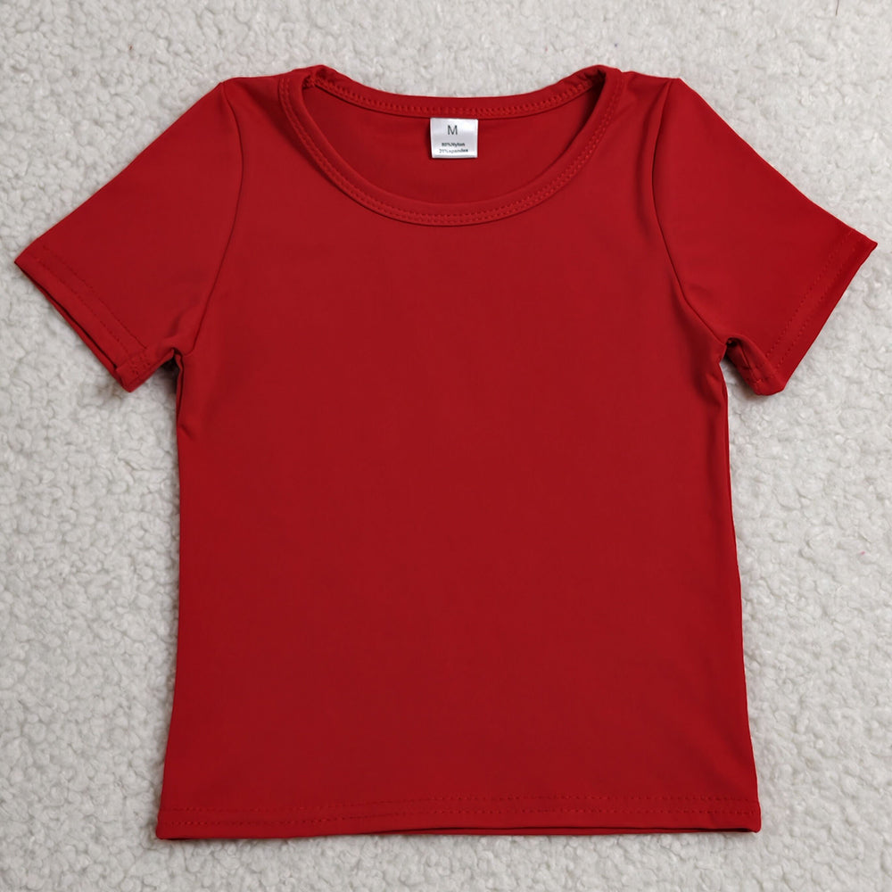Baby Girls Clothes Red Short Sleeve Yoga Active T-shirts Top GT1634