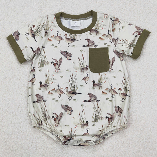 Baby Infant Boys Rompers Ducks Mallard Pocket Short Sleeve Rompers SR2413