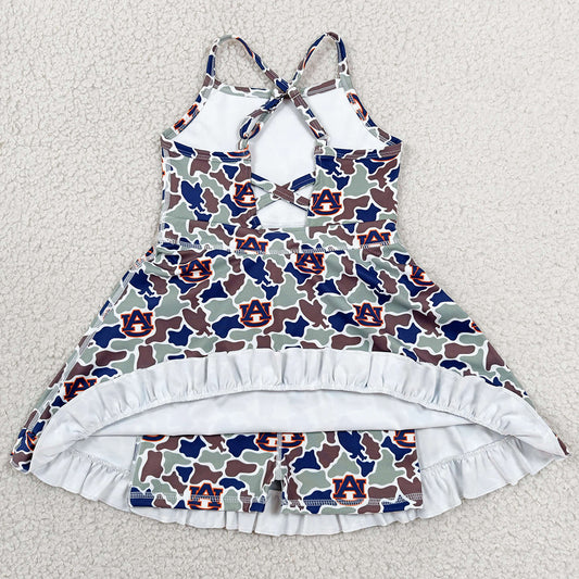 Baby Girls Dress Strap Camo AU Team Yoga Active Shorts Ruffle Knee Length Dresses GSD3588