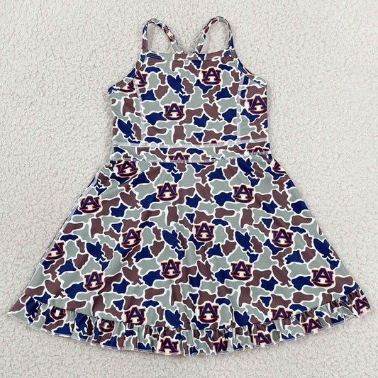 Baby Girls Dress Strap Camo AU Team Yoga Active Shorts Ruffle Knee Length Dresses GSD3588