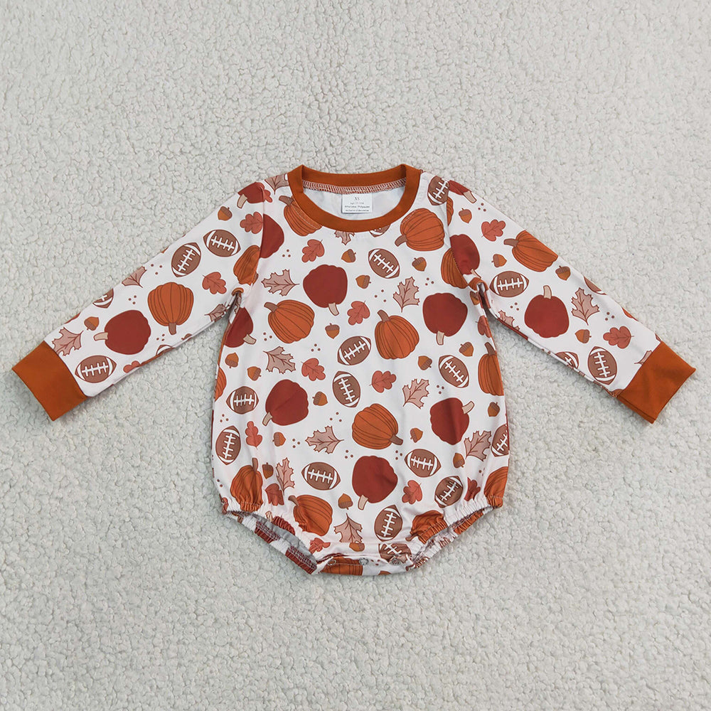Baby Boys Rompers Long Sleeve Football Pumpkins Fall Romper LR3235