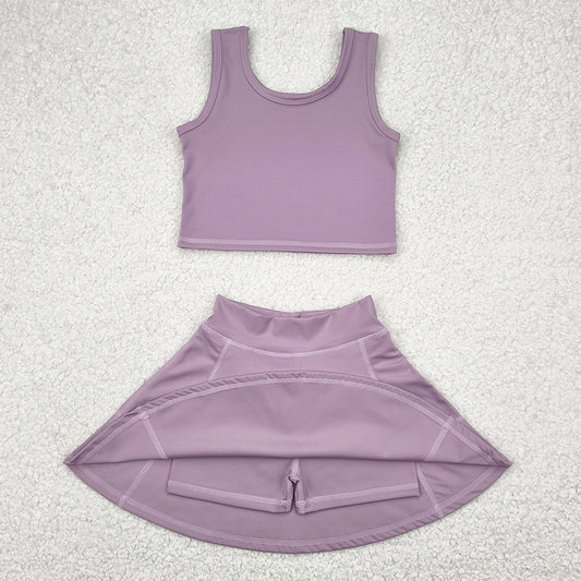 Baby Girls Clothes Grey Purple Yoga Vest Top Sports Skorts Skirts Sets GSD1980 4.10