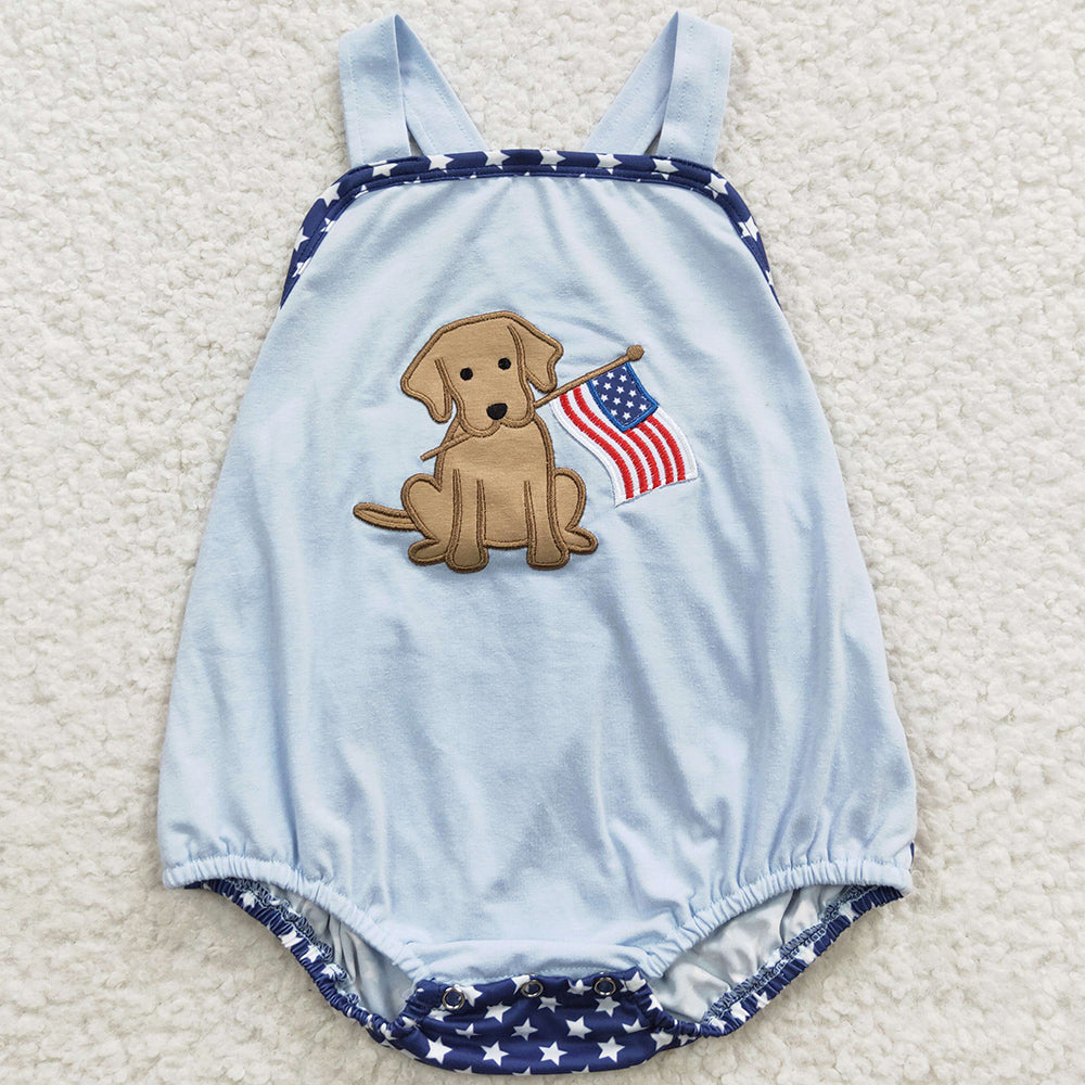 Infant Baby Rompers 4th of July Dog Embroidery Girls Rompers SR0331 SR0332