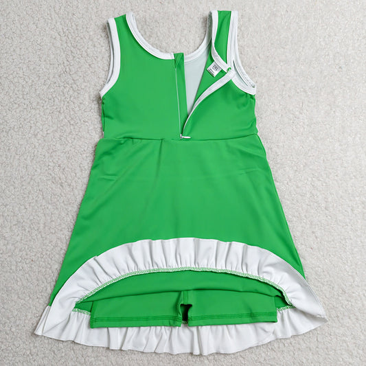 Baby Girls Dress Green White Sleeveless Yoga Active Short Knee Length Dress GSD4143