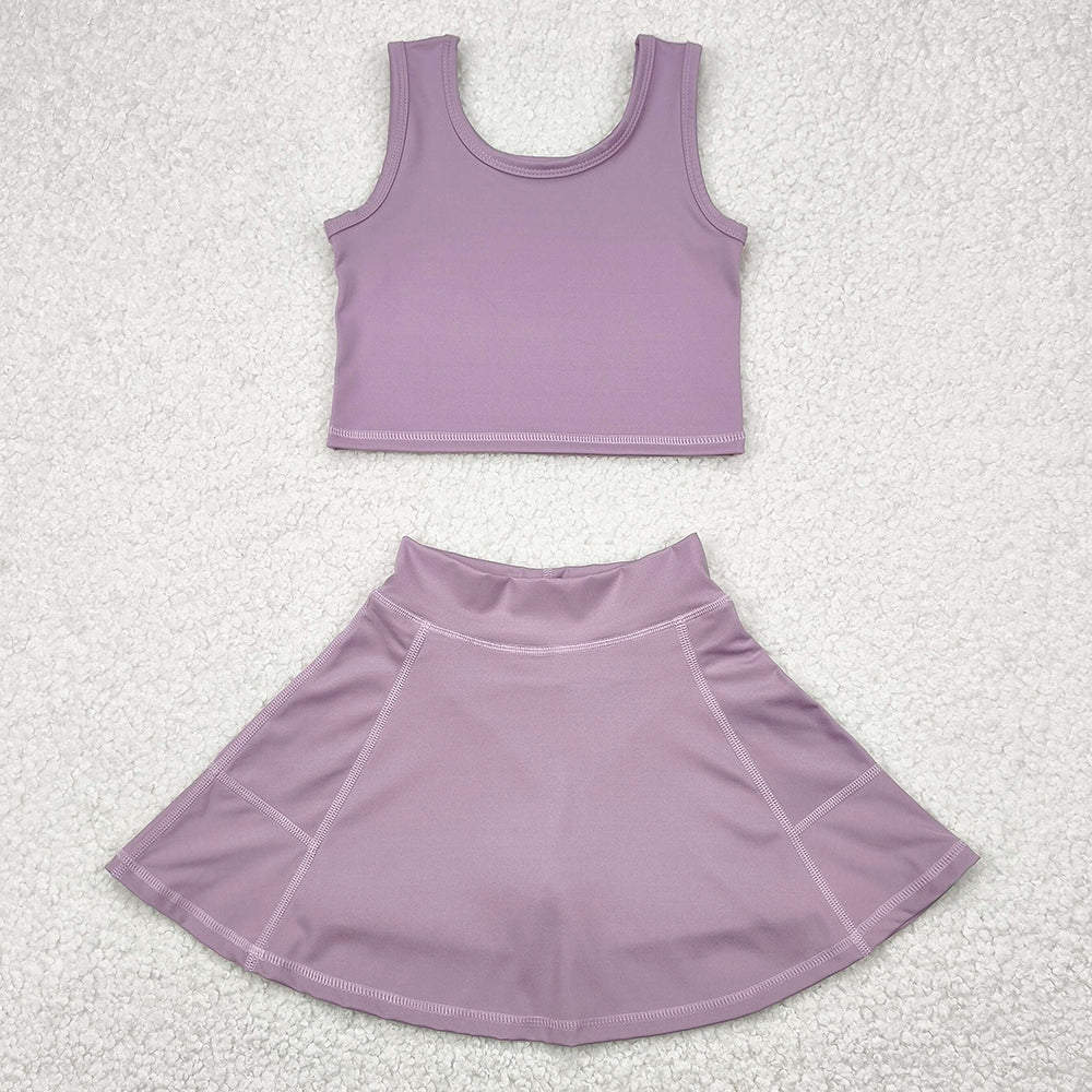 Baby Girls Clothes Grey Purple Yoga Vest Top Sports Skorts Skirts Sets GSD1980 4.10