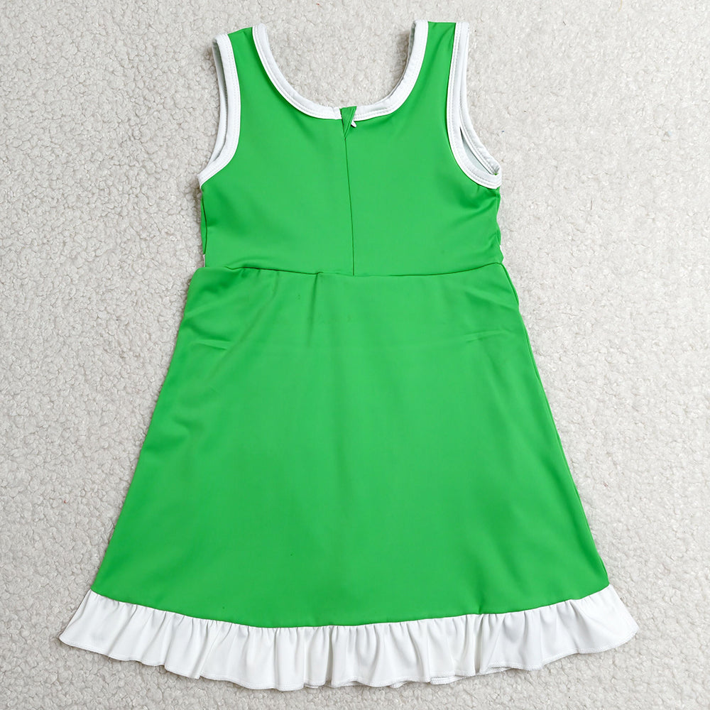Baby Girls Dress Green White Sleeveless Yoga Active Short Knee Length Dress GSD4143