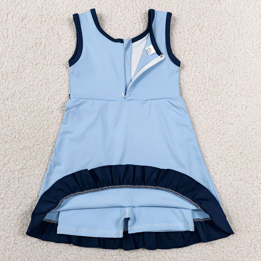 Baby Girls Dress Blue Navy Sleeveless Yoga Active Short Knee Length Dress GSD4126