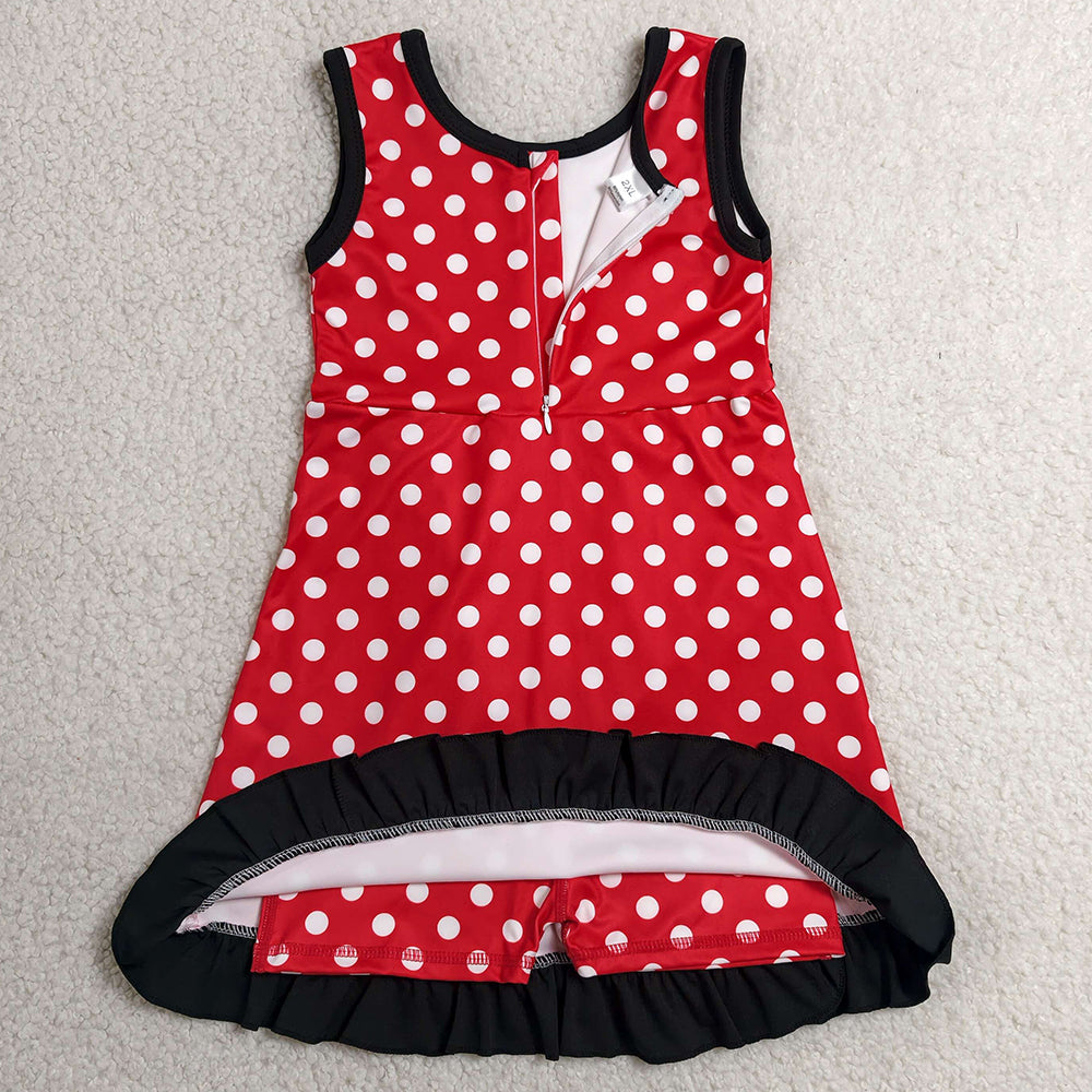 Baby Girls Dress Sleeveless Polka Dots Yoga Active Short Knee Length Dress GSD4128