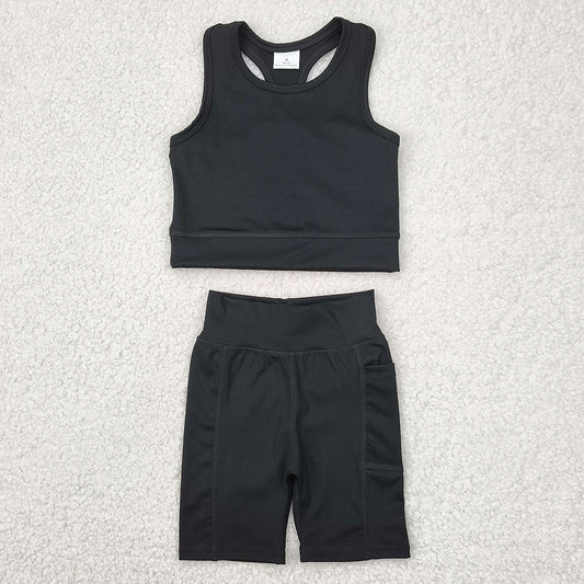 Baby Girls Clothes Black Athletic Active Wear Top Shorts Clothes Sets GSSO1517 4.10