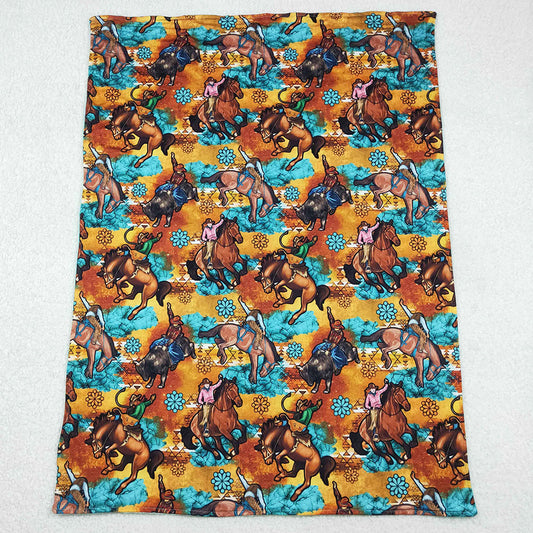 Baby Kids Blankets Toddler Children Western Horse Rodeos Minky Blankets BL0163 11.15