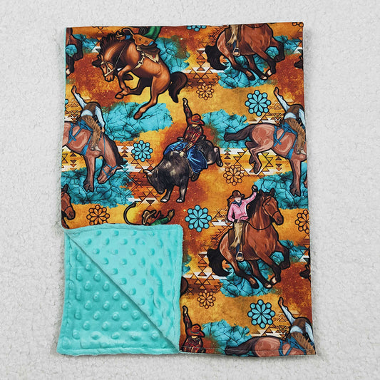 Baby Kids Blankets Toddler Children Western Horse Rodeos Minky Blankets BL0163 11.15