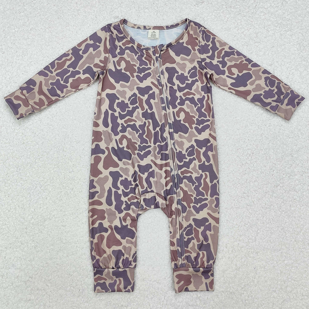 Baby Infant Boys Rompers Grey Camo Long Sleeve Zip Rompers LR2050