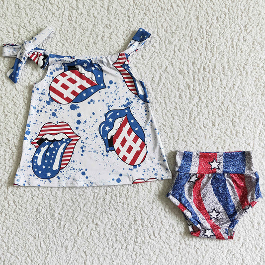 Baby Girls Clothes Bummies Set July 4th Boutique Kids Clothes Girls Bummies Outfits GBO0042