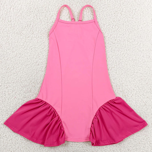 Baby Girls Dress Pink Strap Yoga Active Shorts Knee Length Dresses GSD3688
