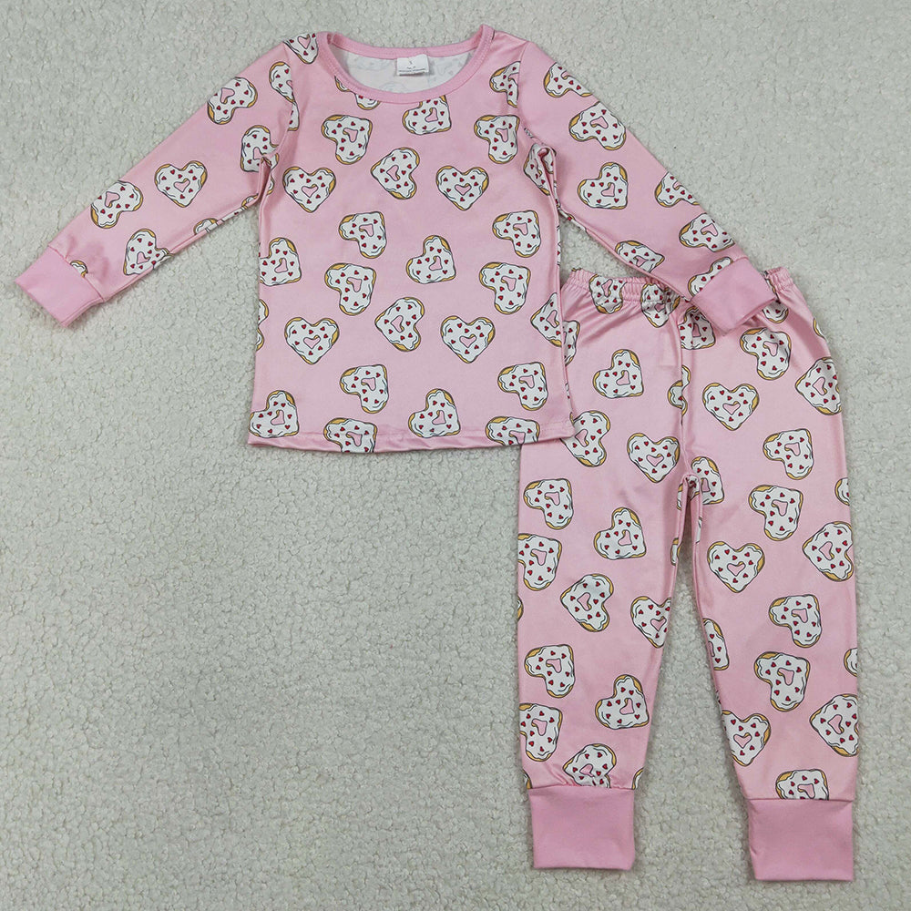Baby Girls Pajamas Pink Donuts Hearts Top Pants Valentines Pajamas Sets GLP3245 1.5